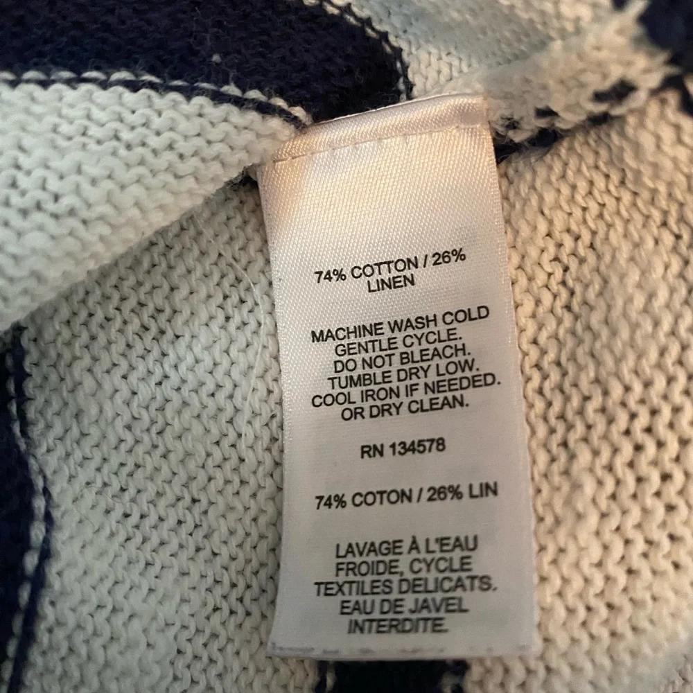 Vineyard Vines- linen cotton blend Knit Pullover v neck striped flare sleeve S - Picture 3 of 16